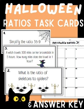 Preview of Halloween Ratios & Unit Rate Task Cards | Numerical & Word Problems