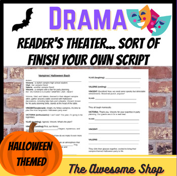 Preview of Halloween Reader's Theater One Page Scripts for Middle & High  Drama