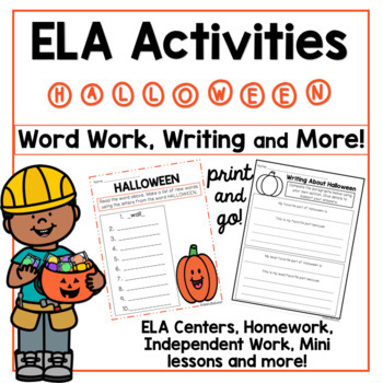 Preview of Halloween Reading Activities and Halloween Writing Activities for Halloween ELA
