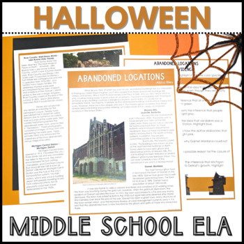 Preview of Halloween Activities - Middle School English - Nonfiction, Grammar, Wordsearch