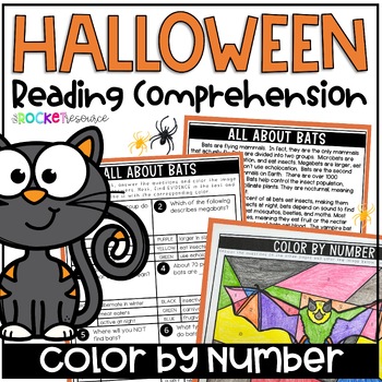 Preview of Halloween Reading Comprehension Color By Number