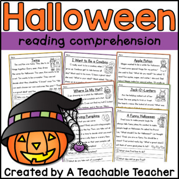 Preview of Halloween Reading Comprehension | Halloween Reading Activities Passages