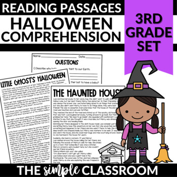 Preview of 3rd Grade Halloween Reading Comprehension Passages | October Reading