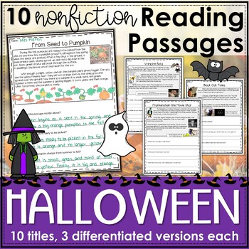 Preview of Halloween Reading Comprehension Passages