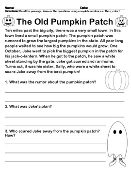 Halloween Reading Comprehension Passages by Teaching With Camp | TPT