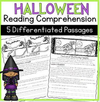 Preview of Halloween Reading Comprehension Activity & Close Reading Mystery Passages