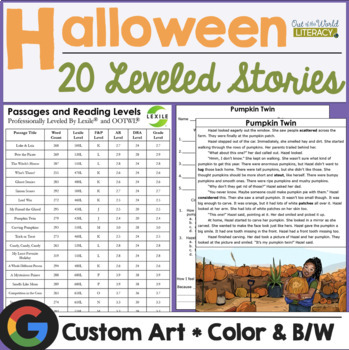 Preview of Halloween Reading Comprehension Passages - Lexile Leveled