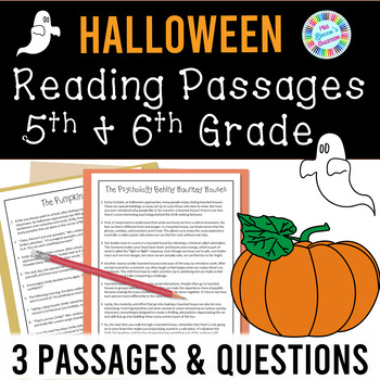 Preview of Halloween Reading Comprehension Passages & Questions for 5th Grade & 6th Grade