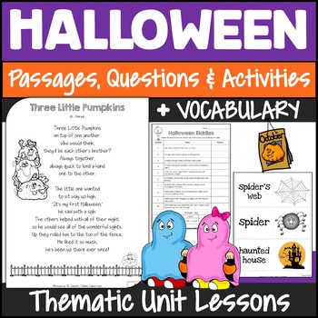 Preview of Halloween Reading Comprehension Passages and Questions Activities 3rd Grade