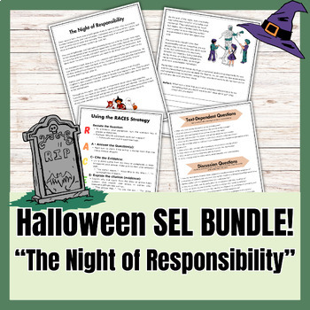 Preview of Halloween Reading Comprehension SEL Bundle - The Night of Responsibiliy