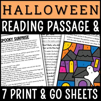 Preview of Halloween Reading Comprehension Passage and Questions - Fun Worksheets