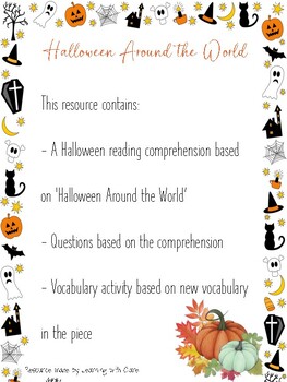 Preview of Halloween Reading Comprehension and Vocabulary Exercises