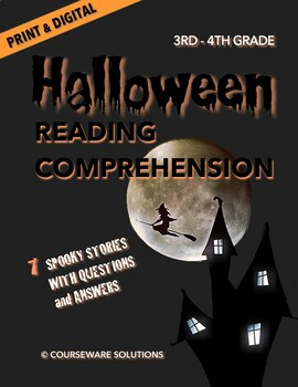 Preview of Halloween Reading Comprehension Spooky Stories with Questions - Print & Digital
