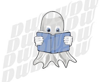 Preview of Halloween Reading Ghost Clipart