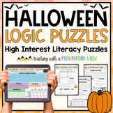 Halloween Reading Logic Puzzles Activities for Enrichment
