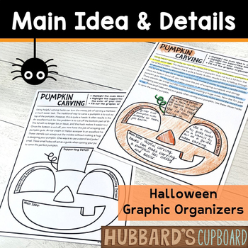 Preview of Halloween Activity / Main Idea & Details Supporting Graphic Organizer Worksheets