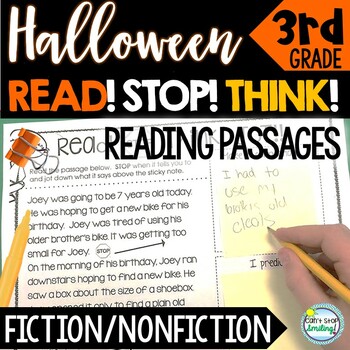 Preview of Halloween Reading Comprehension Passages 3rd Grade ~ Text Evidence Inferences