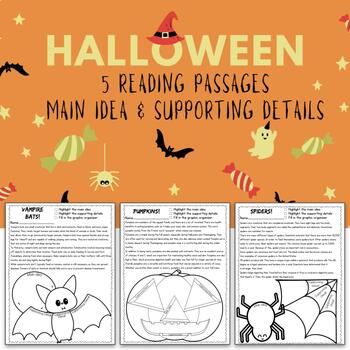 Preview of Halloween Reading Passages Skills | Main Idea | Supporting Detail|