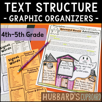 Preview of Halloween Reading Passages - Text Structure Graphic Organizers and Signal Words