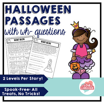 Preview of Halloween Reading Passages with WH-Questions--Leveled