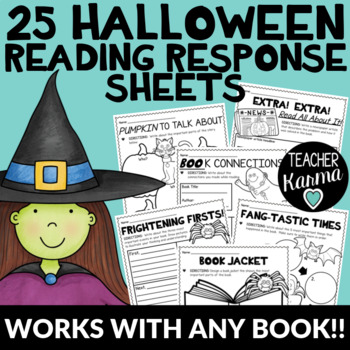 Preview of Halloween Reading Response Sheets - Use ANY BOOK