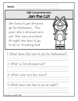 Halloween Reading and Math Worksheets (K-1) by Elementary at HEART