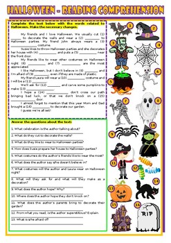 Halloween Reading and Vocabulary by oman chihab | TPT