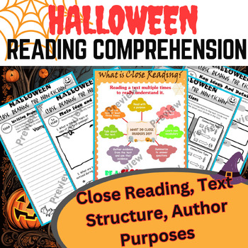 Preview of Halloween Close Reading comprehension Activities | Fiction and nonfiction