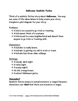 Preview of Halloween Realistic Fiction Writing Prompt