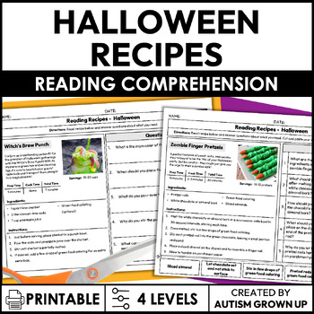 Preview of Halloween Recipes | Life Skills Worksheets for Special Education