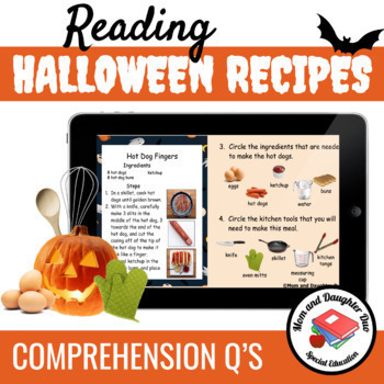 Preview of Halloween Recipes Worksheets Special Education
