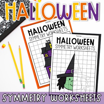 Preview of Halloween Reflection Symmetry Worksheets No Prep October Activities