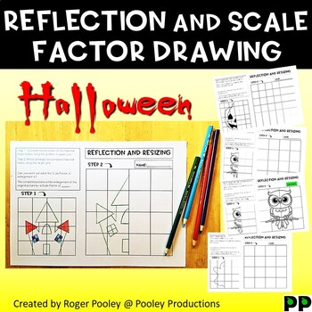 Preview of Halloween Reflection and Scale Factor Drawing, 29 pgs, teacher notes, answers
