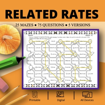 Preview of Halloween: Related Rates Maze Activity