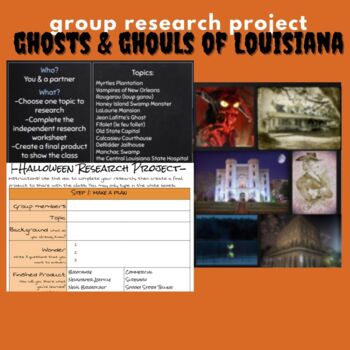 Preview of Halloween Research Project-Ghosts & Ghouls of Louisiana