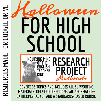 Preview of Halloween Research Project and Speech Materials for High School ELA (Google)