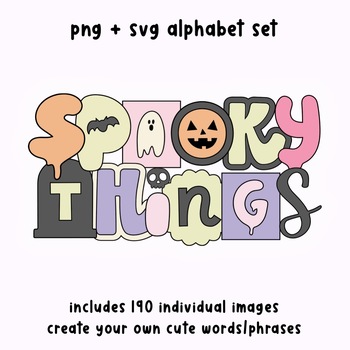 Preview of Halloween Retro Alphabet Set - 190 Cute PNG Letters