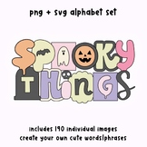 Halloween Retro Alphabet Set - 190 Cute PNG Letters