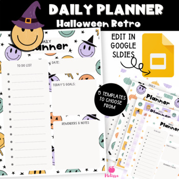 Preview of Halloween Retro Daily Planner (Google Slides Editable)