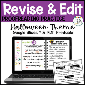 Preview of Halloween Revising & Editing Practice with Proofreading Symbols Google Slides™