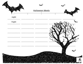 Preview of Halloween Rhyming Words Tree Map