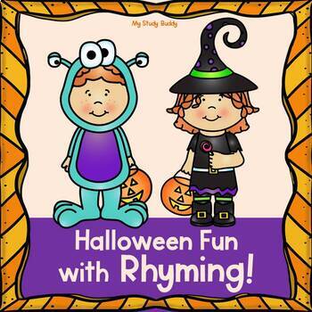 Preview of Halloween Rhyming Worksheets (Halloween Activities for Kindergarten, October)
