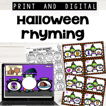 Preview of Halloween Rhyming Print and Digital Google Slides™