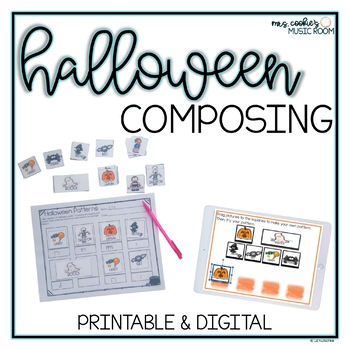Preview of Halloween Rhythm Composing Activity No Tech and Google Slides Options