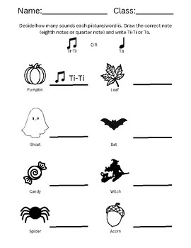 Preview of Halloween Rhythm Practice Worksheet