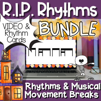 Preview of Halloween Rhythms & Movement with Music: VIDEO & Cards // BUNDLE //