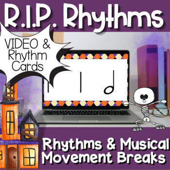 Preview of Halloween Rhythms & Movement with Music:  VIDEO & Cards for Half Note Rhythms