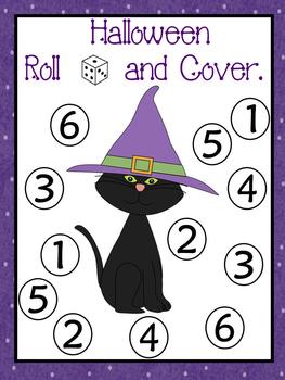 Halloween Roll and Cover Dice Game, Roll and Race