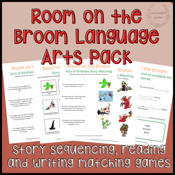 Preview of Halloween Room on the Broom Story Sequencing and Matching Game Unit Pack