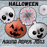 Halloween Round Paper Fans - Circle Display - Skeleton- Pu